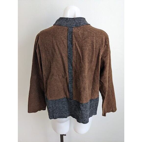 Habitat Size Medium Button Up Jacket Shacket Brown Grey V Neck Long Sleeves - Picture 4 of 5